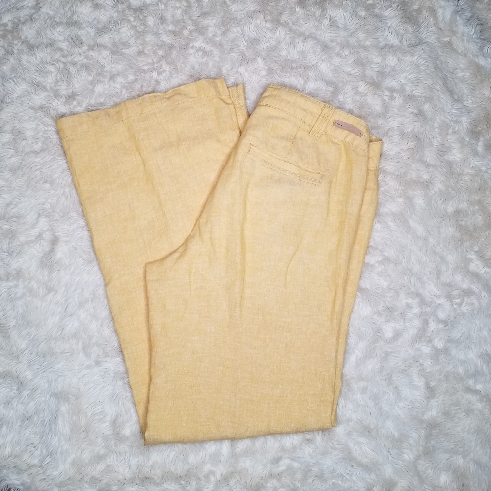 Anthropologie Pilcro Linen Trouser Pants Yellow Wide Leg Wmn's Size 10 Anthro - Picture 5 of 7